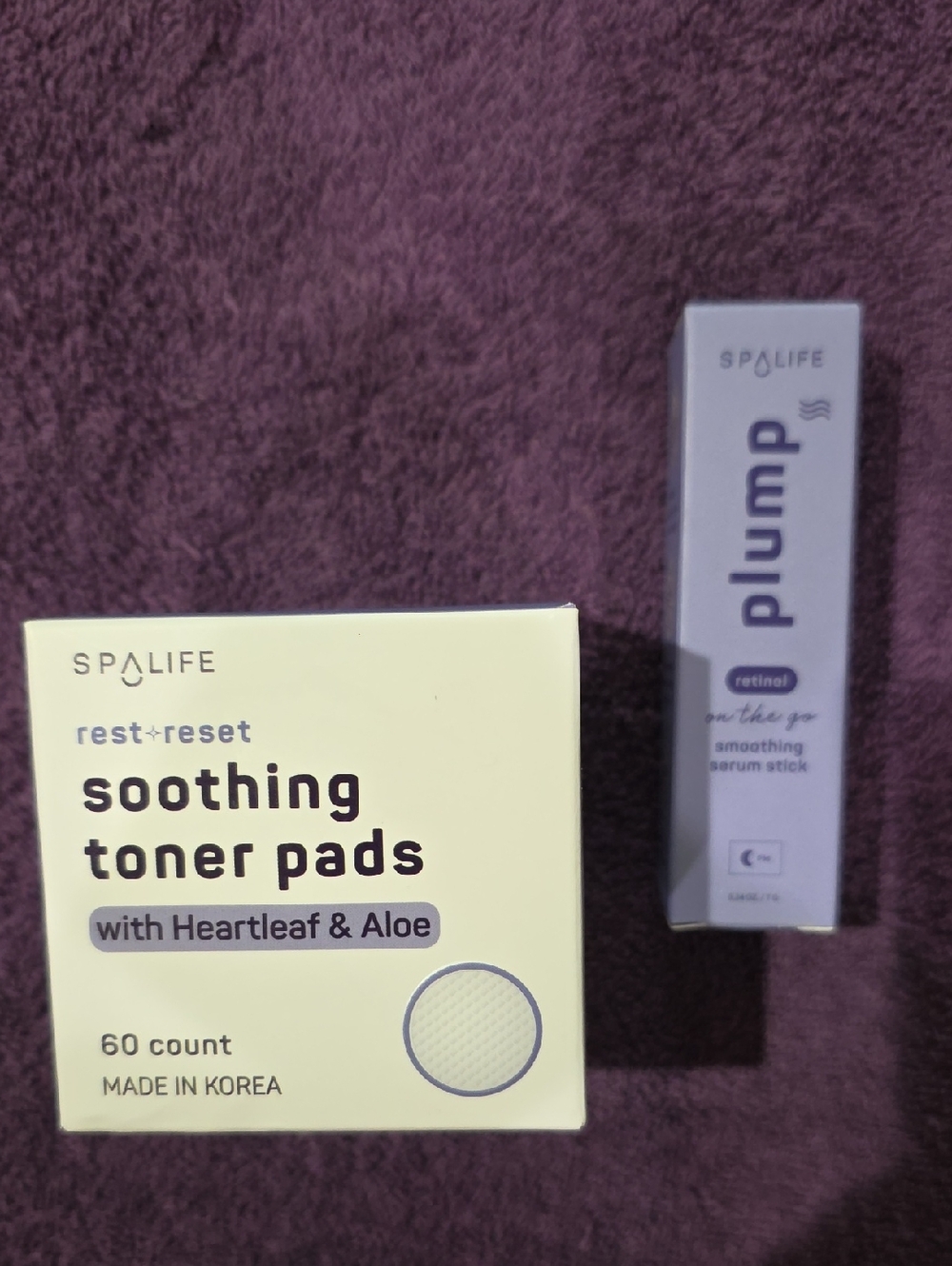SpaLife Soothing Toner Pads (Heartleaf & Aloe) + Plump Serum Stick Bundle